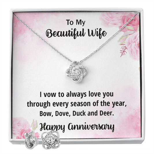 Anniversary Gift for Wife from a Hunter Husband CZ Necklace and Earring Set - Mallard Moon Gift Shop