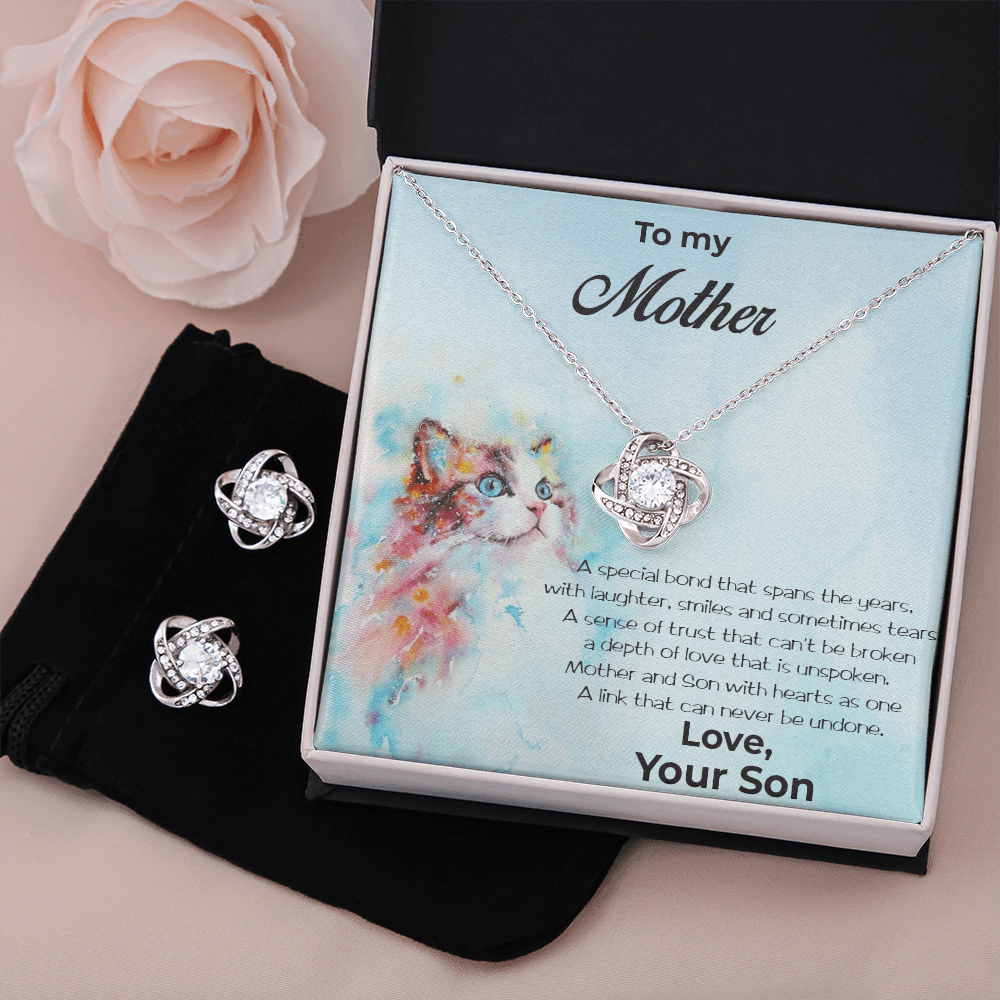 Gift for Mom from Son CZ Pendant Necklace Earring Set - Mallard Moon Gift Shop