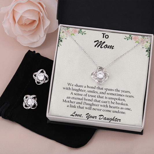 Gift for Mom from Daughter CZ Pendant Necklace and Earring Set - Mallard Moon Gift Shop