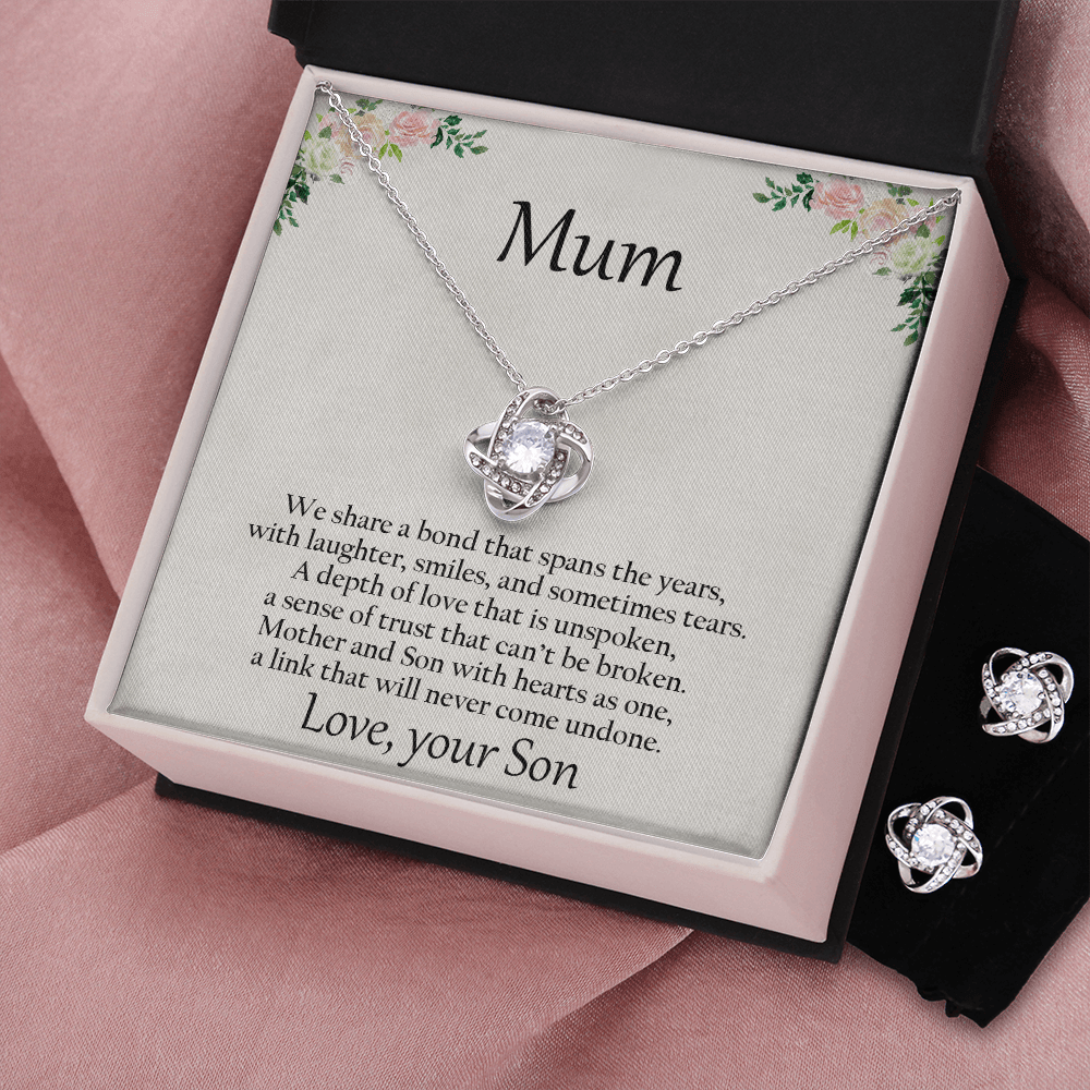 Gift for Mum from Son CZ Pendant Necklace Earring Set with Gift Box - Mallard Moon Gift Shop