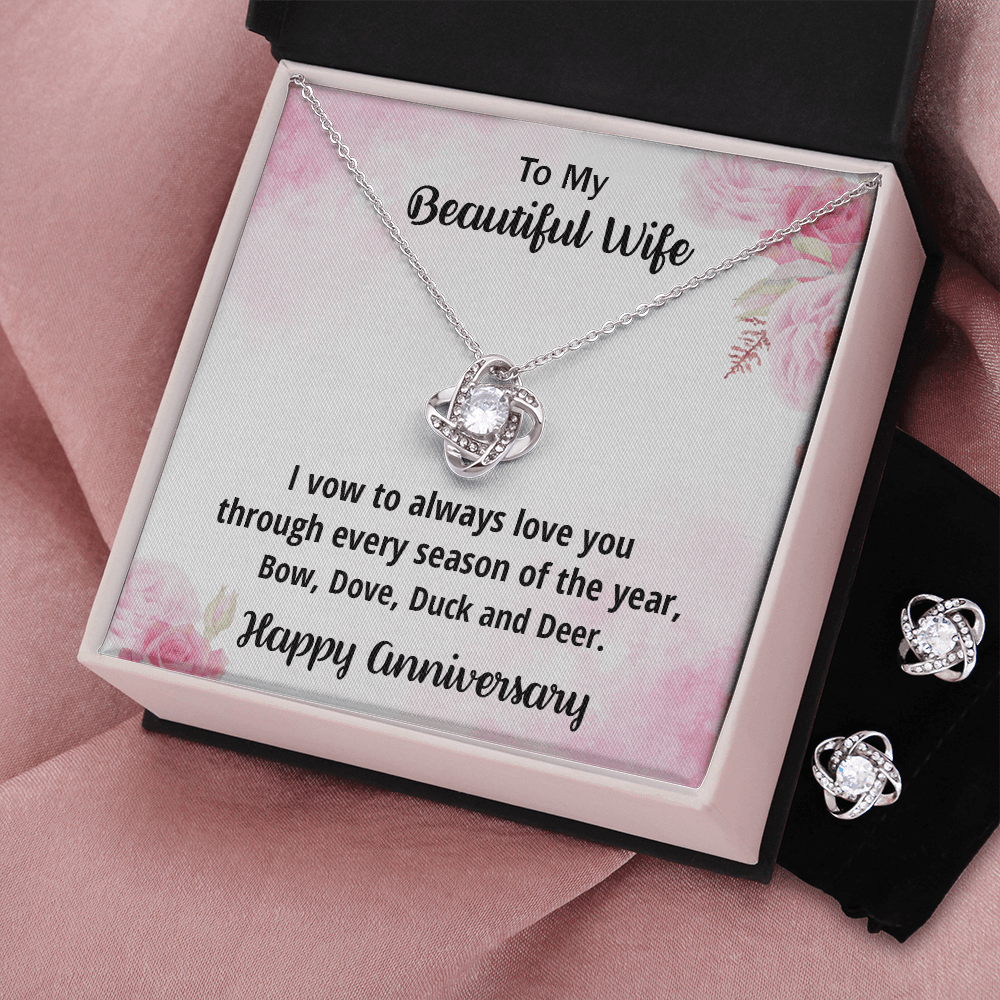 Anniversary Gift for Wife from a Hunter Husband CZ Necklace and Earring Set - Mallard Moon Gift Shop