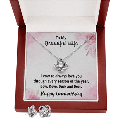 Anniversary Gift for Wife from a Hunter Husband CZ Necklace and Earring Set - Mallard Moon Gift Shop