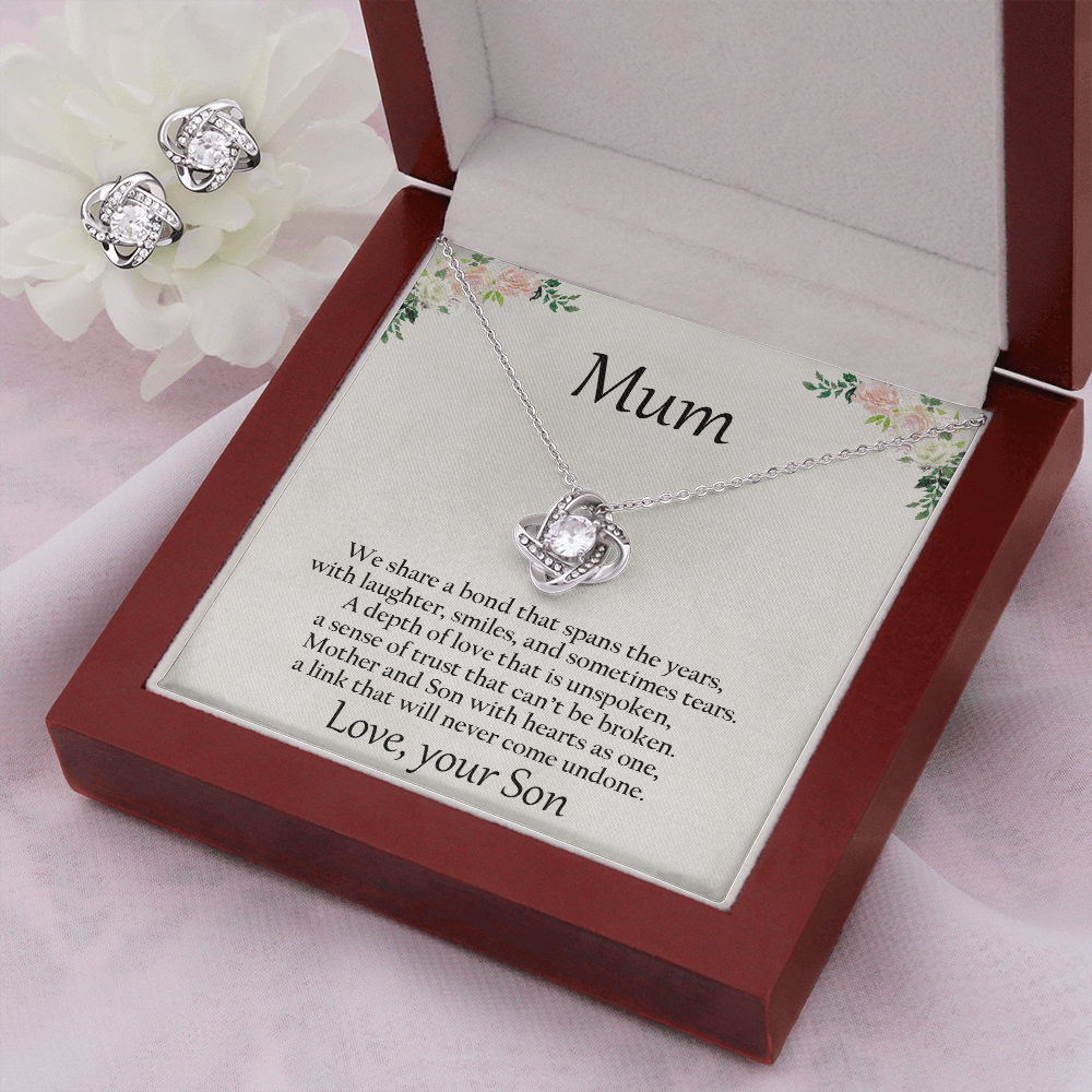 Gift for Mum from Son CZ Pendant Necklace Earring Set with Gift Box - Mallard Moon Gift Shop