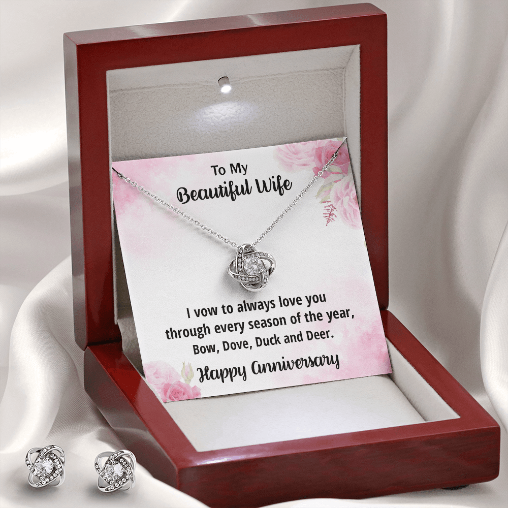 Anniversary Gift for Wife from a Hunter Husband CZ Necklace and Earring Set - Mallard Moon Gift Shop