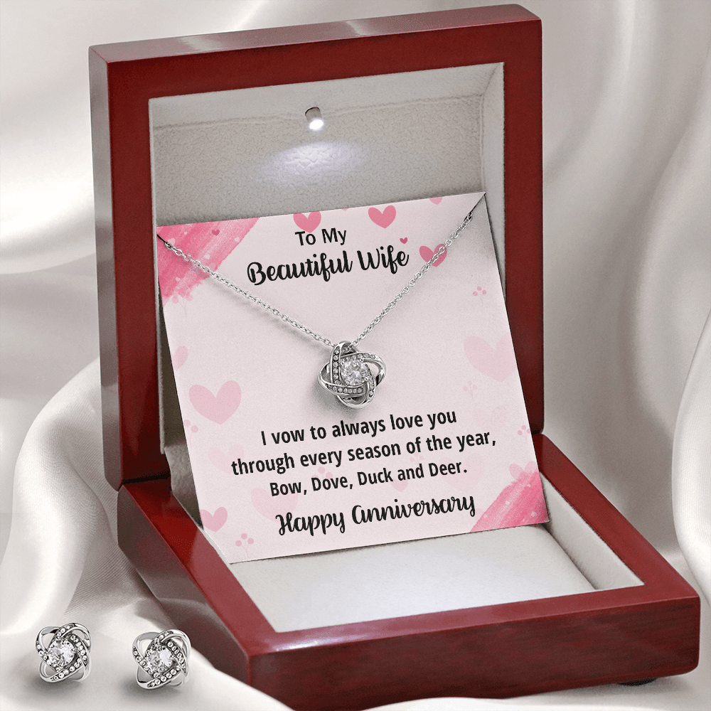 Anniversary Gift for Beautiful Wife from a Hunter Husband CZ Necklace and Earring Set - Mallard Moon Gift Shop