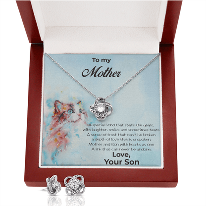 Gift for Mom from Son CZ Pendant Necklace Earring Set - Mallard Moon Gift Shop