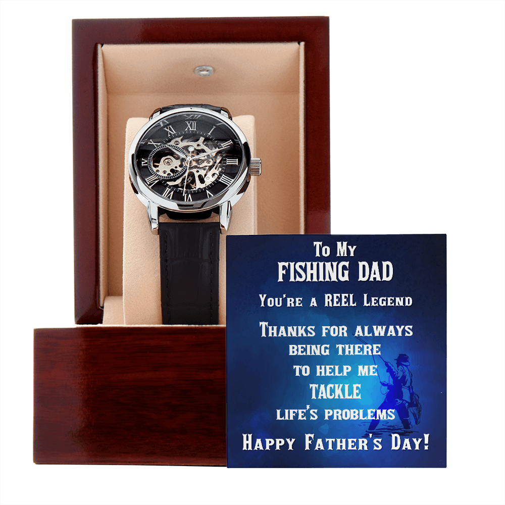 Father's Day Gift for a Fisherman Dad Openwork Watch - Mallard Moon Gift Shop