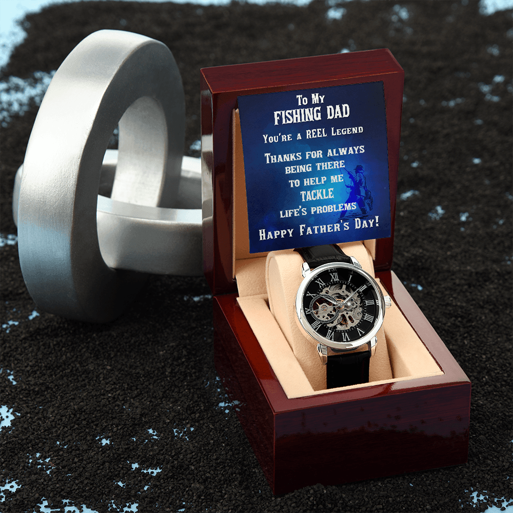 Father's Day Gift for a Fisherman Dad Openwork Watch - Mallard Moon Gift Shop