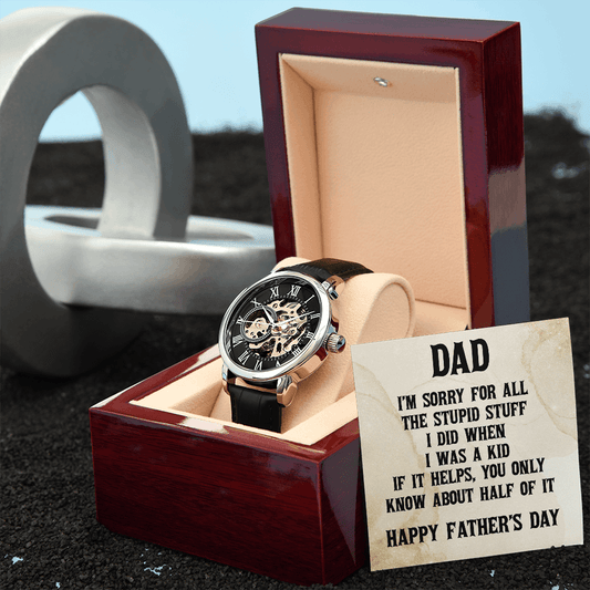 Father's Day Gift for Dad Open Works Watch Funny Message Card - Mallard Moon Gift Shop