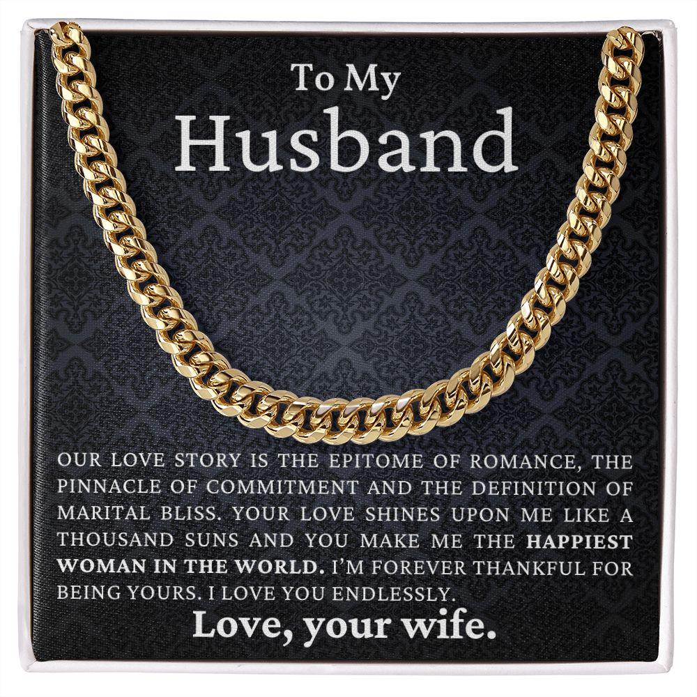 To My Husband - Love You Endlessly - Cuban Link Chain Necklace - Mallard Moon Gift Shop