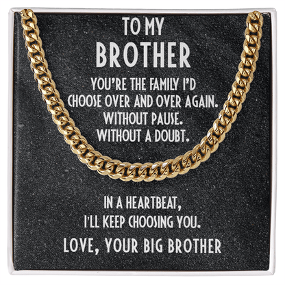 Gift for Brother Love Big Brother Cuban Link Chain Necklace - Mallard Moon Gift Shop