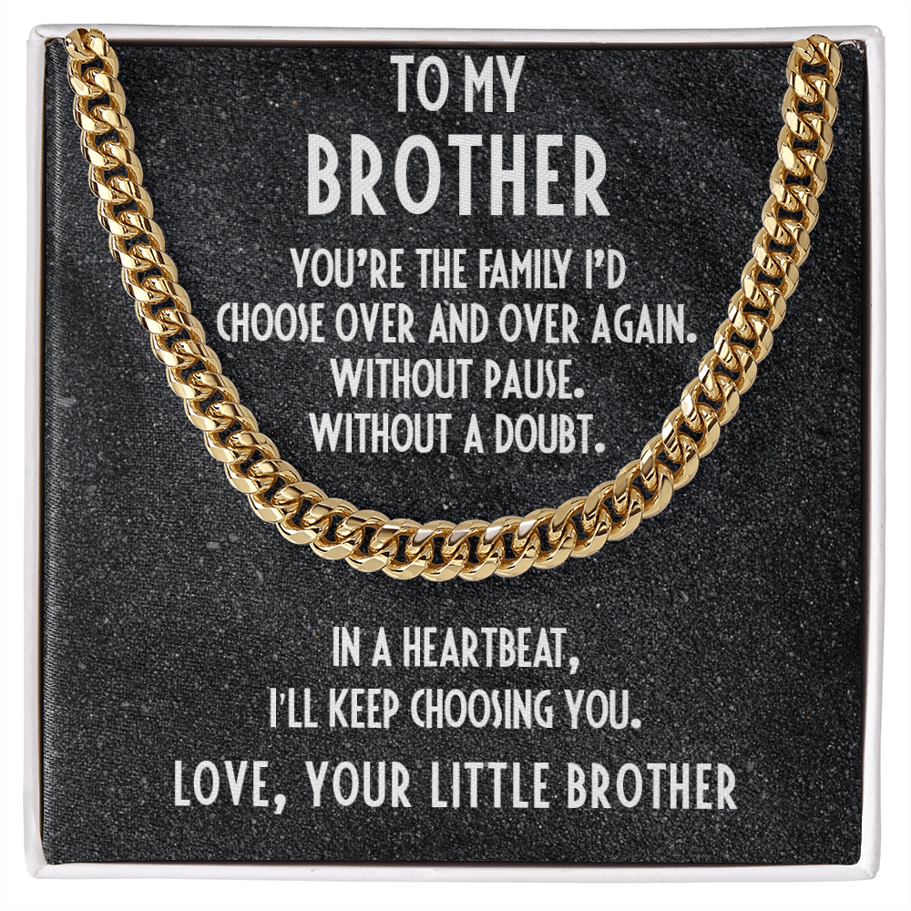 Gift for Brother from Little Brother Adjustable Cuban Link Chain Necklace - Mallard Moon Gift Shop