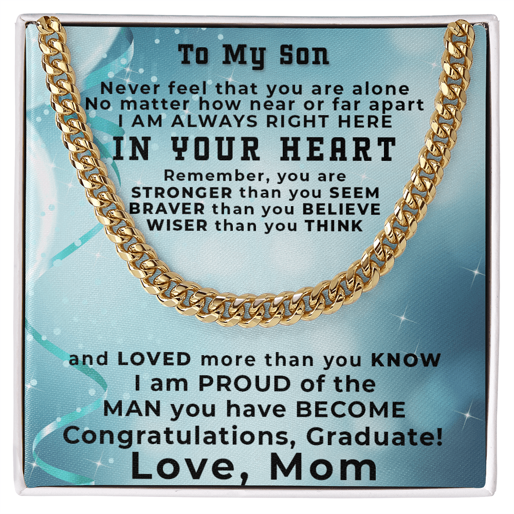 Son Graduation Love Mom Cuban Chain Link Necklace - Mallard Moon Gift Shop