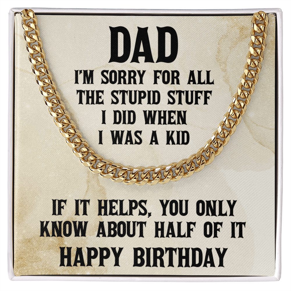 Dad Birthday Funny Cuban Link Chain Necklace - Mallard Moon Gift Shop