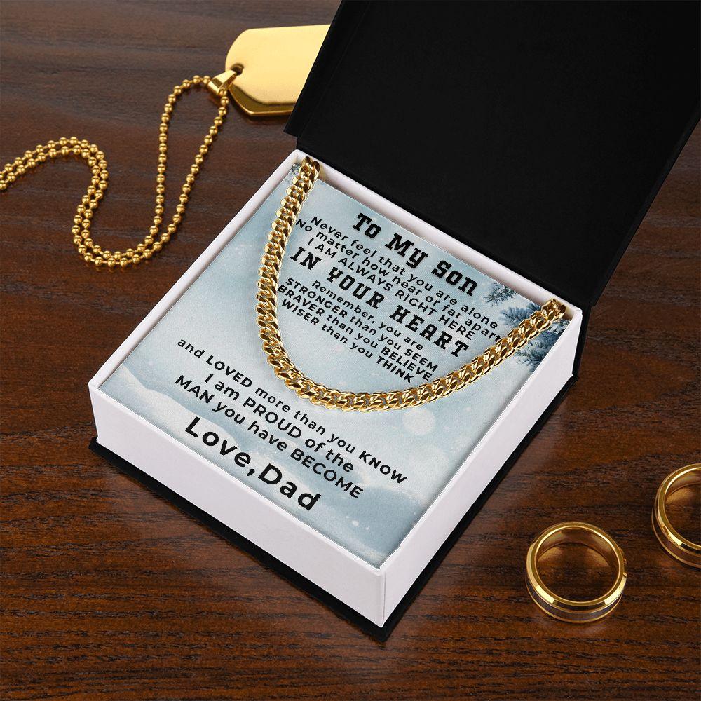 Gift for Adult Son from Dad Thick Chain Link Necklace Custom Message Card Gift Box - Mallard Moon Gift Shop