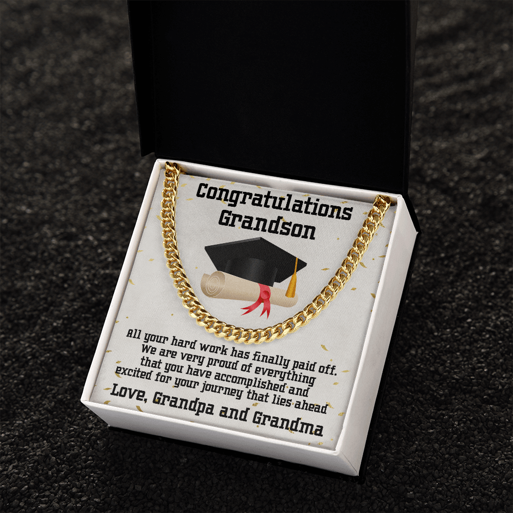Grandson Graduation 2022 Congratulations Cuban Chain Link Necklace - Mallard Moon Gift Shop
