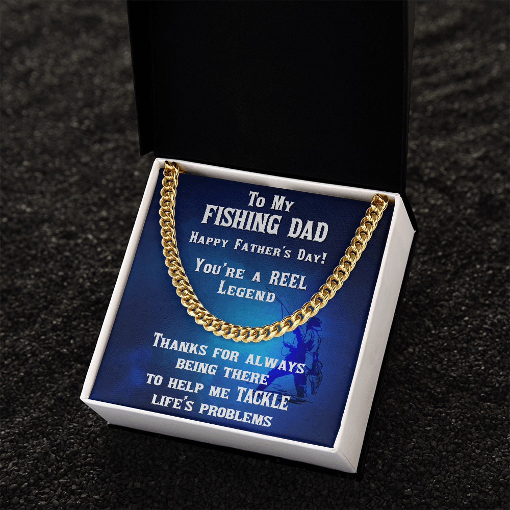 Fishing Dad Father's Day Gift Cuban Chain Link Necklace - Mallard Moon Gift Shop