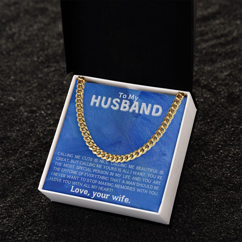 To My Husband - Making Memories - Cuban Link Chain Necklace - Mallard Moon Gift Shop