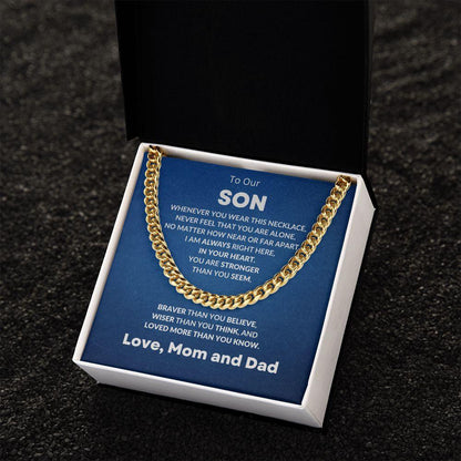 Gift for Son From Mom and Dad Cuban Chain Link Necklace - Mallard Moon Gift Shop