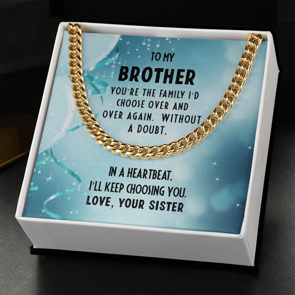 Brother Birthday Gift from Sister Cuban Link Chain Necklace - Mallard Moon Gift Shop