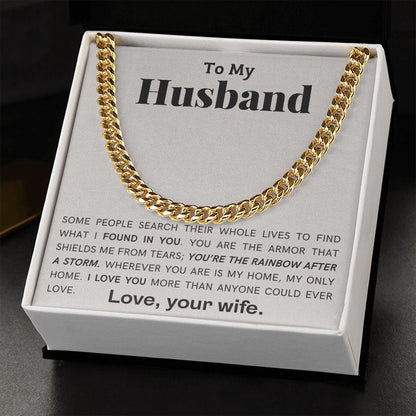 To My Husband - My Armor - Cuban Link Chain Necklace - Mallard Moon Gift Shop