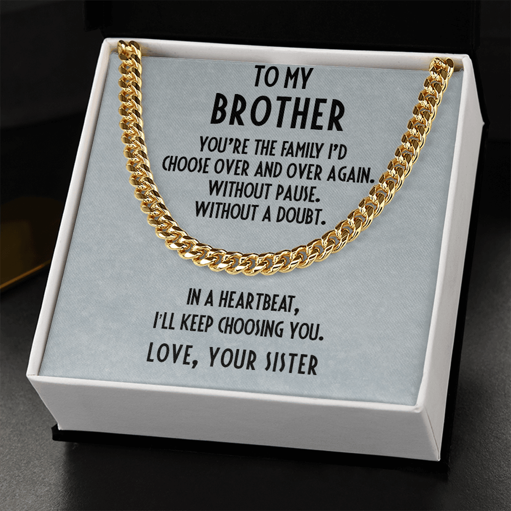 Gift for Brother from Sister Adjustable Cuban Link Chain Necklace - Mallard Moon Gift Shop