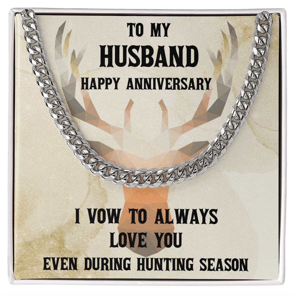 Hunter Husband Anniversary Cuban Chain Link Necklace - Mallard Moon Gift Shop