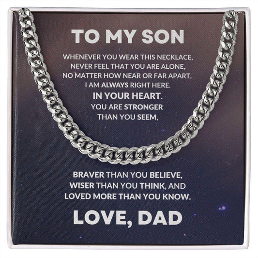 To My Son From Dad Cuban Chain Link Necklace - Mallard Moon Gift Shop