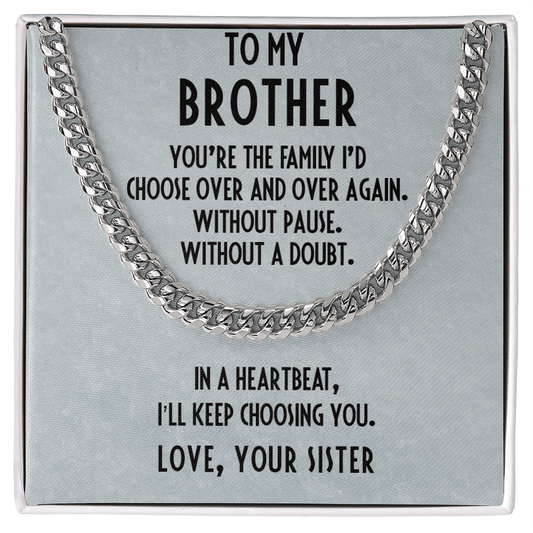 Gift for Brother from Sister Adjustable Cuban Link Chain Necklace - Mallard Moon Gift Shop