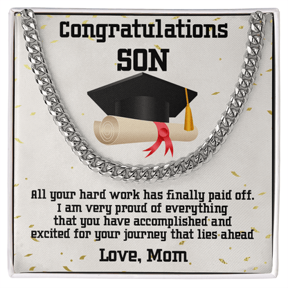 Son Graduation 2022 Congratulations Mom Cuban Link Chain Necklace - Mallard Moon Gift Shop