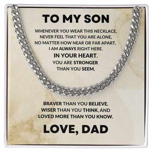 To My Son Love Dad Cuban Chain Link Necklace - Mallard Moon Gift Shop