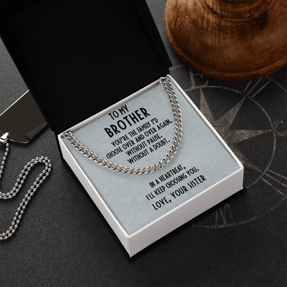 Gift for Brother from Sister Adjustable Cuban Link Chain Necklace - Mallard Moon Gift Shop