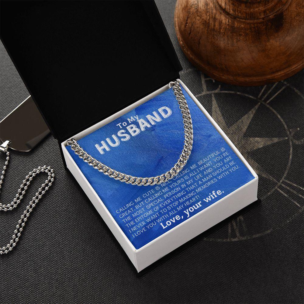 To My Husband - Making Memories - Cuban Link Chain Necklace - Mallard Moon Gift Shop