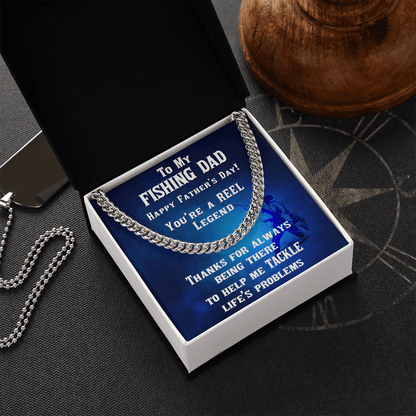 Fishing Dad Father's Day Gift Cuban Chain Link Necklace - Mallard Moon Gift Shop