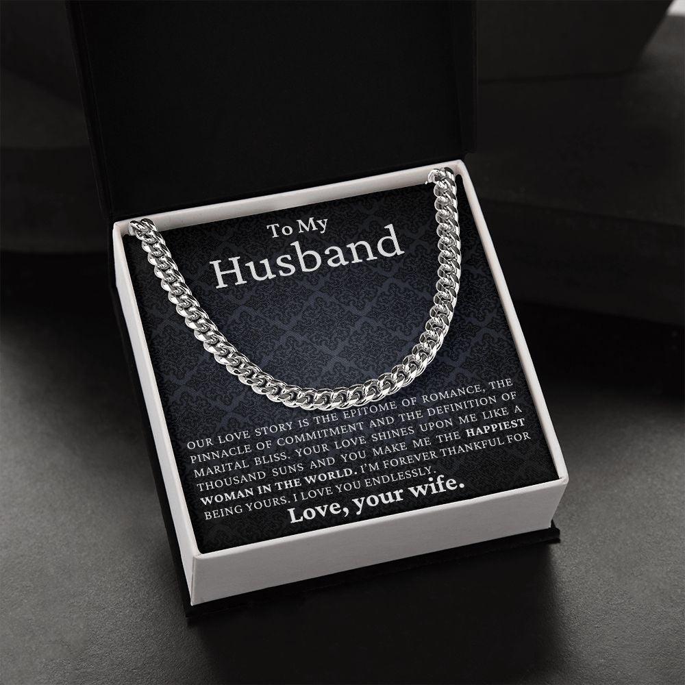To My Husband - Love You Endlessly - Cuban Link Chain Necklace - Mallard Moon Gift Shop