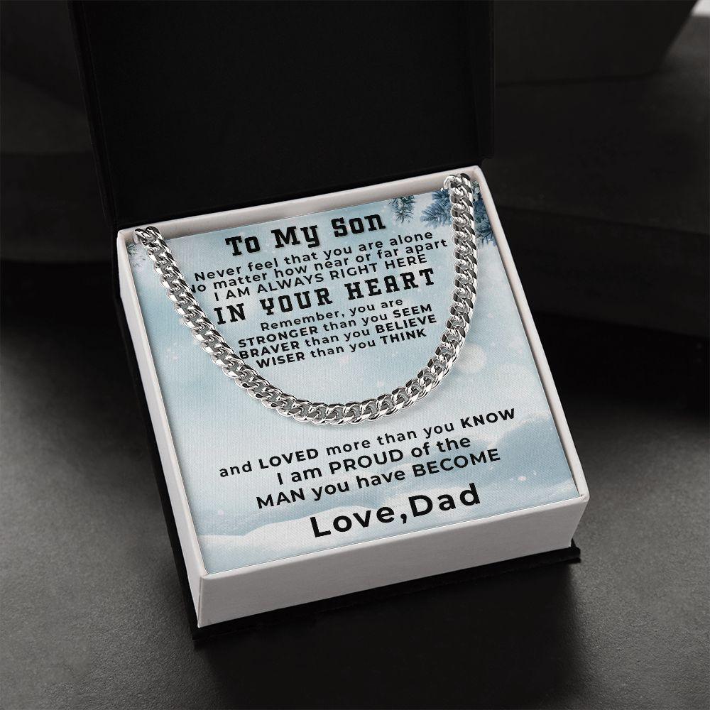Gift for Adult Son from Dad Thick Chain Link Necklace Custom Message Card Gift Box - Mallard Moon Gift Shop