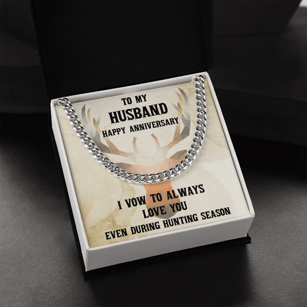 Hunter Husband Anniversary Cuban Chain Link Necklace - Mallard Moon Gift Shop