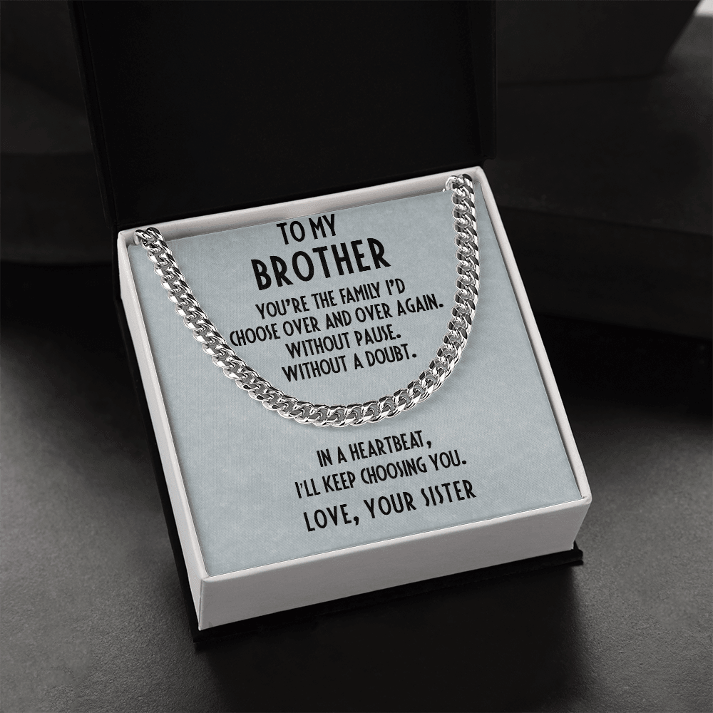 Gift for Brother from Sister Adjustable Cuban Link Chain Necklace - Mallard Moon Gift Shop