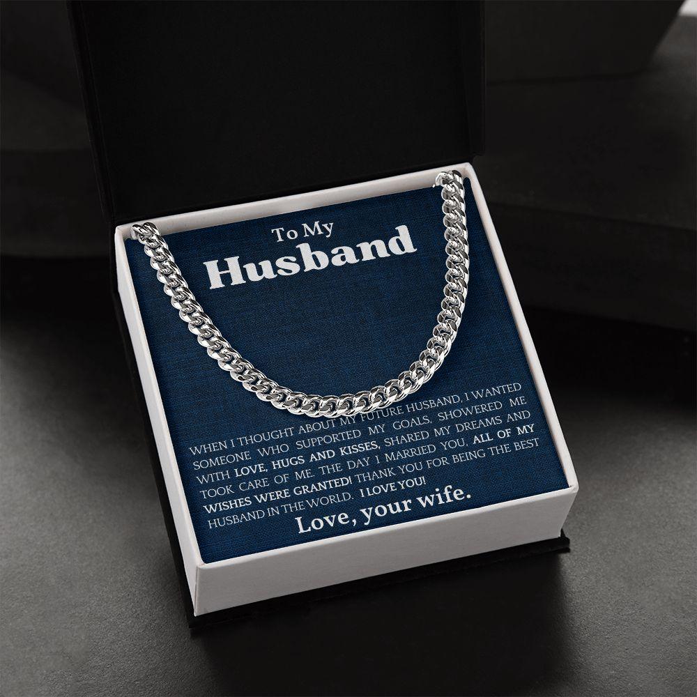 To The Best Husband In The World Cuban Link Chain Necklace - Mallard Moon Gift Shop