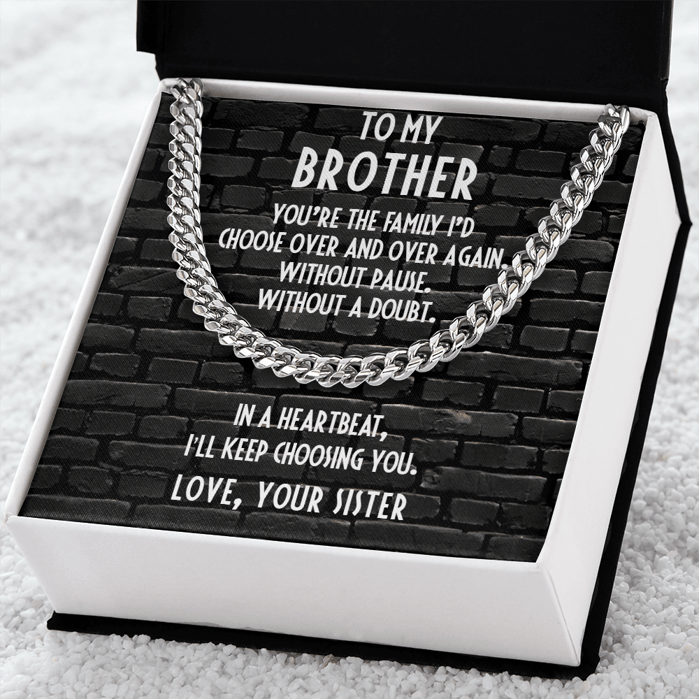 Brother Gift from Sister Cuban Chain Link Necklace - Mallard Moon Gift Shop