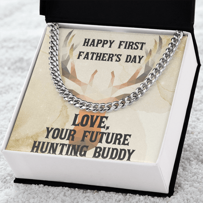First Father's Day Gift From Future Hunting Buddy Cuban Link Chain Necklace - Mallard Moon Gift Shop