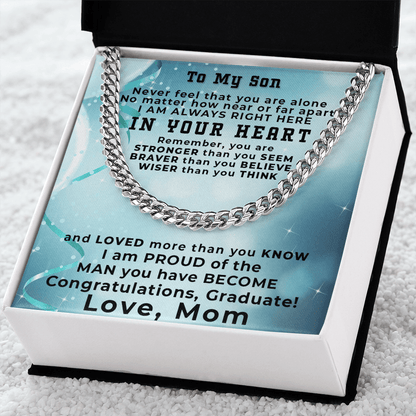 Son Graduation Love Mom Cuban Chain Link Necklace - Mallard Moon Gift Shop