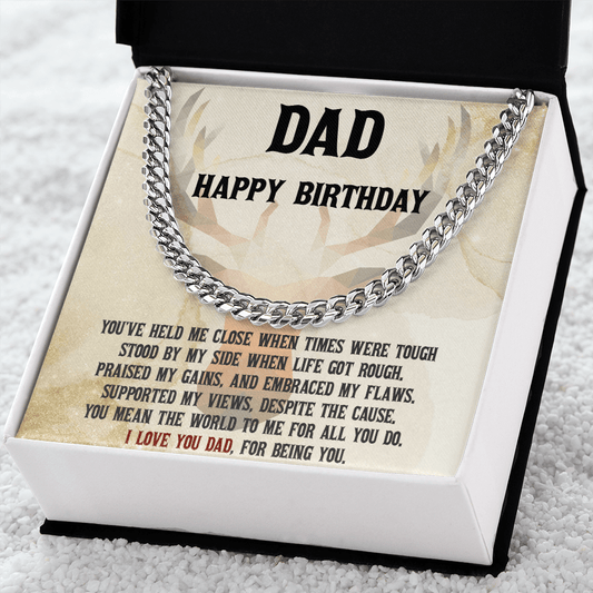 Dad Birthday Hunter Cuban Chain Link Necklace - Mallard Moon Gift Shop