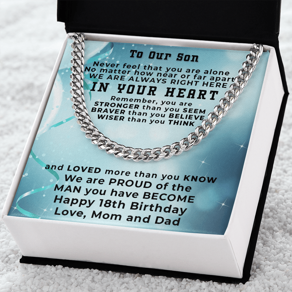 Son 18th Birthday Gift from Mom and Dad Cuban Link Chain Necklace - Mallard Moon Gift Shop