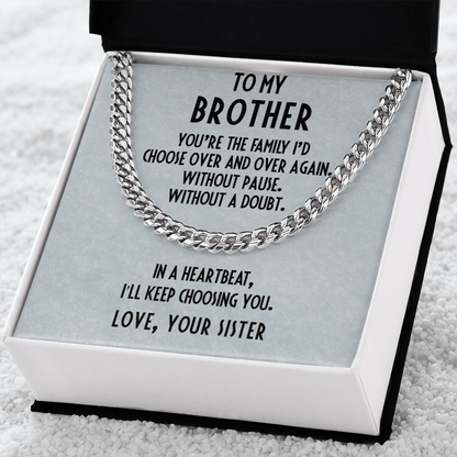 Gift for Brother from Sister Adjustable Cuban Link Chain Necklace - Mallard Moon Gift Shop