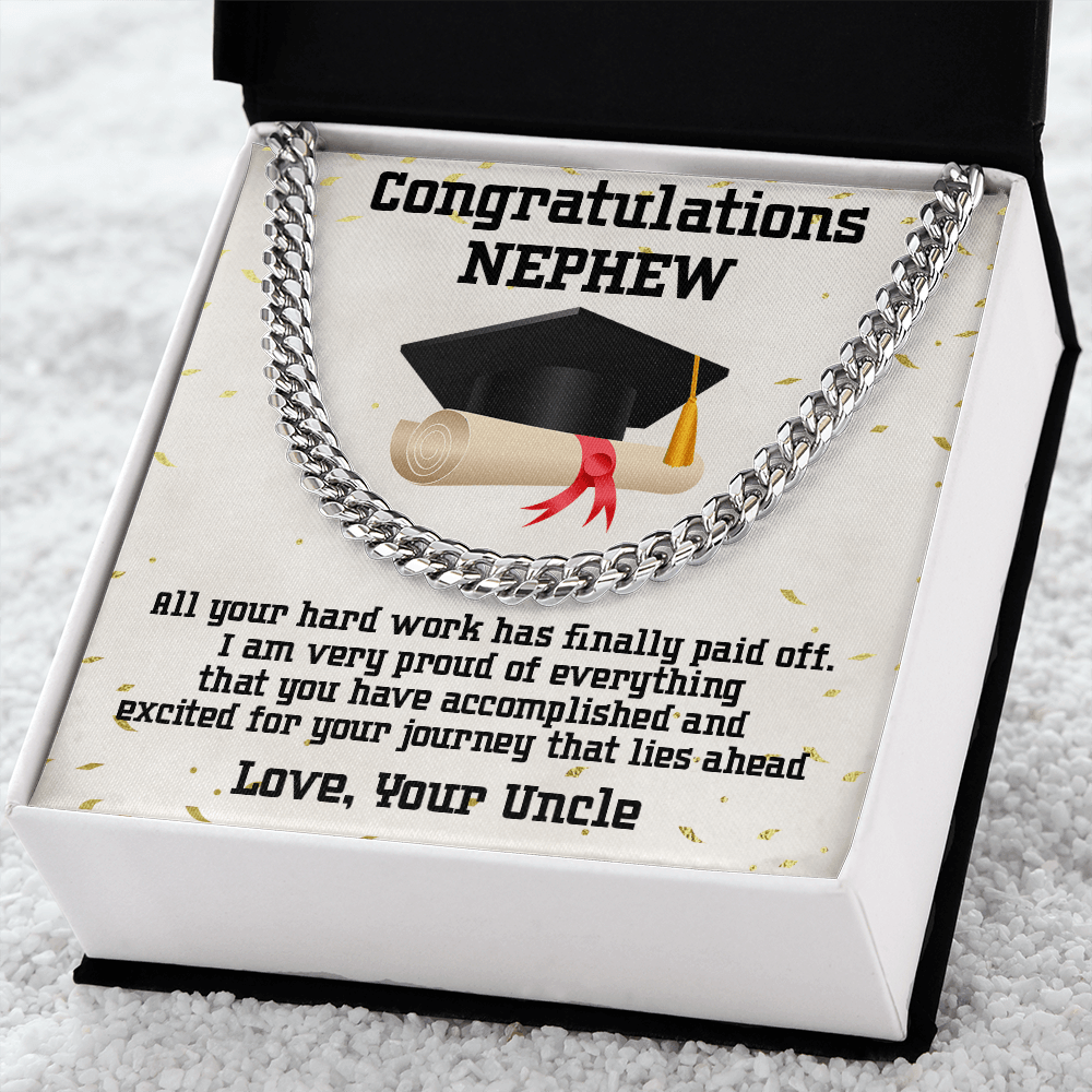 Nephew Graduation Congratulations Class 2022 from Uncle Cuban Chain Link Necklace - Mallard Moon Gift Shop