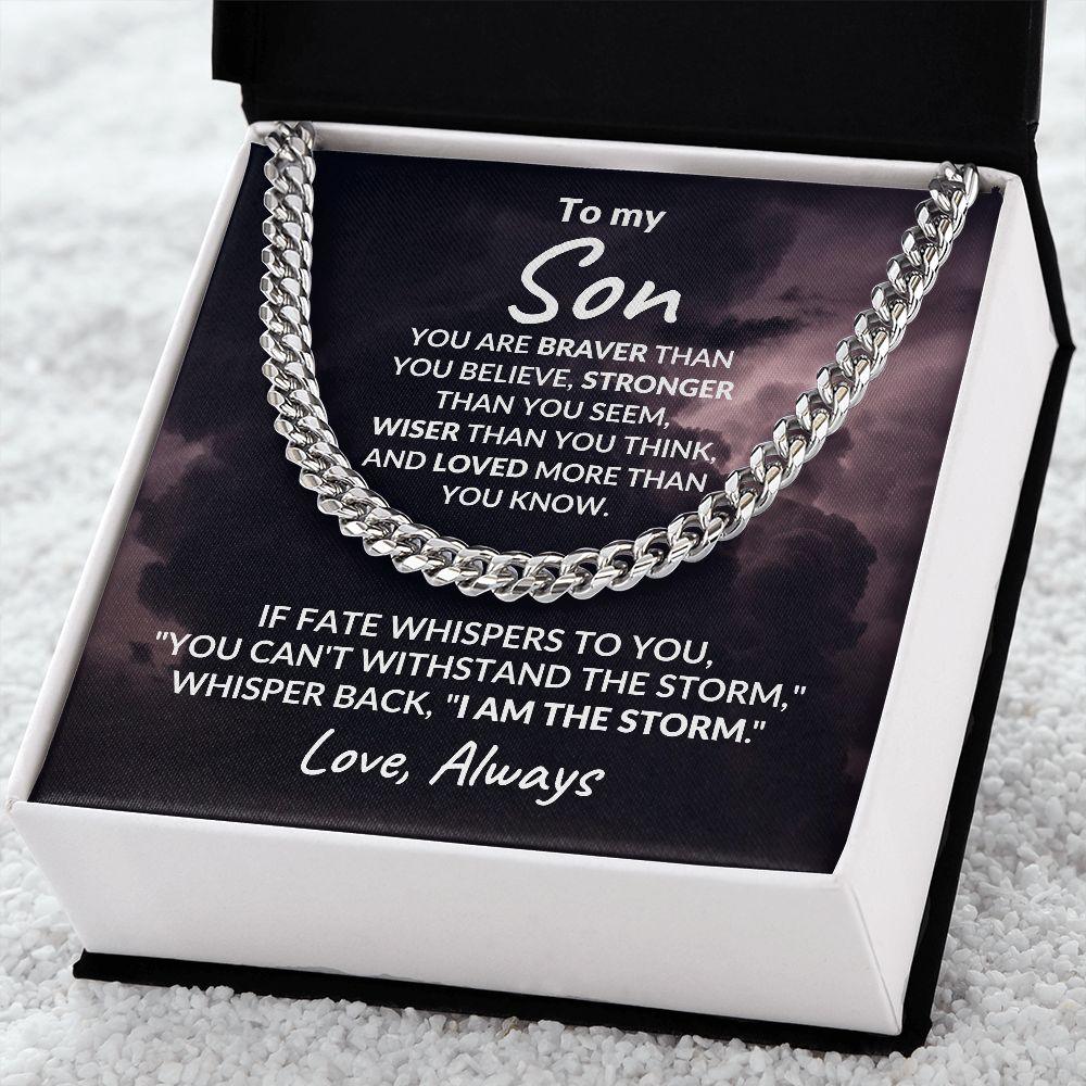 To My Son - I Am the Storm - Cuban Chain Link Necklace - Mallard Moon Gift Shop