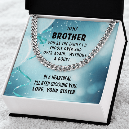 Brother Birthday Gift from Sister Cuban Link Chain Necklace - Mallard Moon Gift Shop