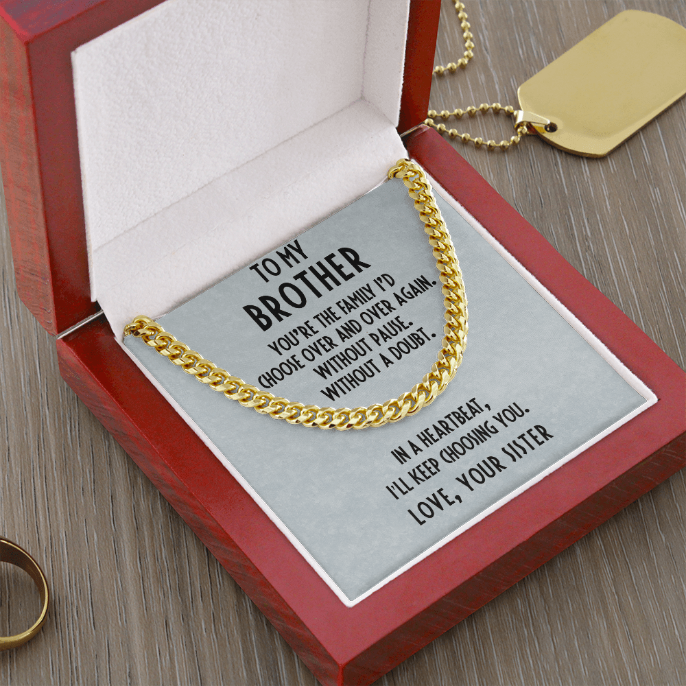 Gift for Brother from Sister Adjustable Cuban Link Chain Necklace - Mallard Moon Gift Shop