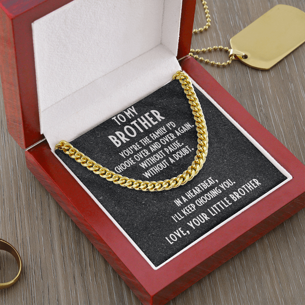 Gift for Brother from Little Brother Adjustable Cuban Link Chain Necklace - Mallard Moon Gift Shop